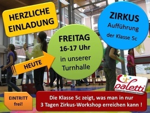 Werbeplakat zur Zirkusauff�hrung nach 3 Tagen Workshop